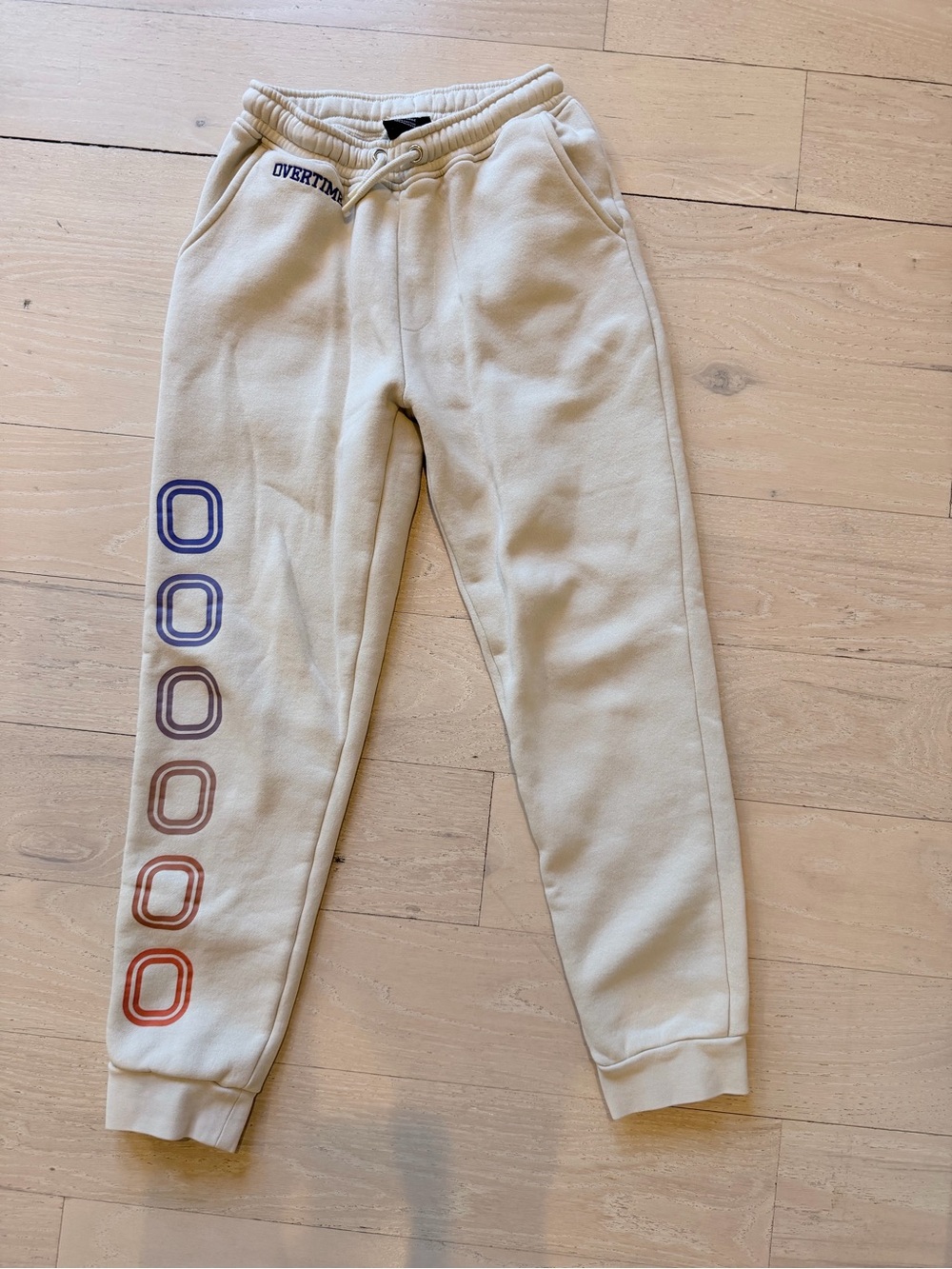 Boys YXL Cream Overtime Jogger Sweatpants with Gradient Circle Detail